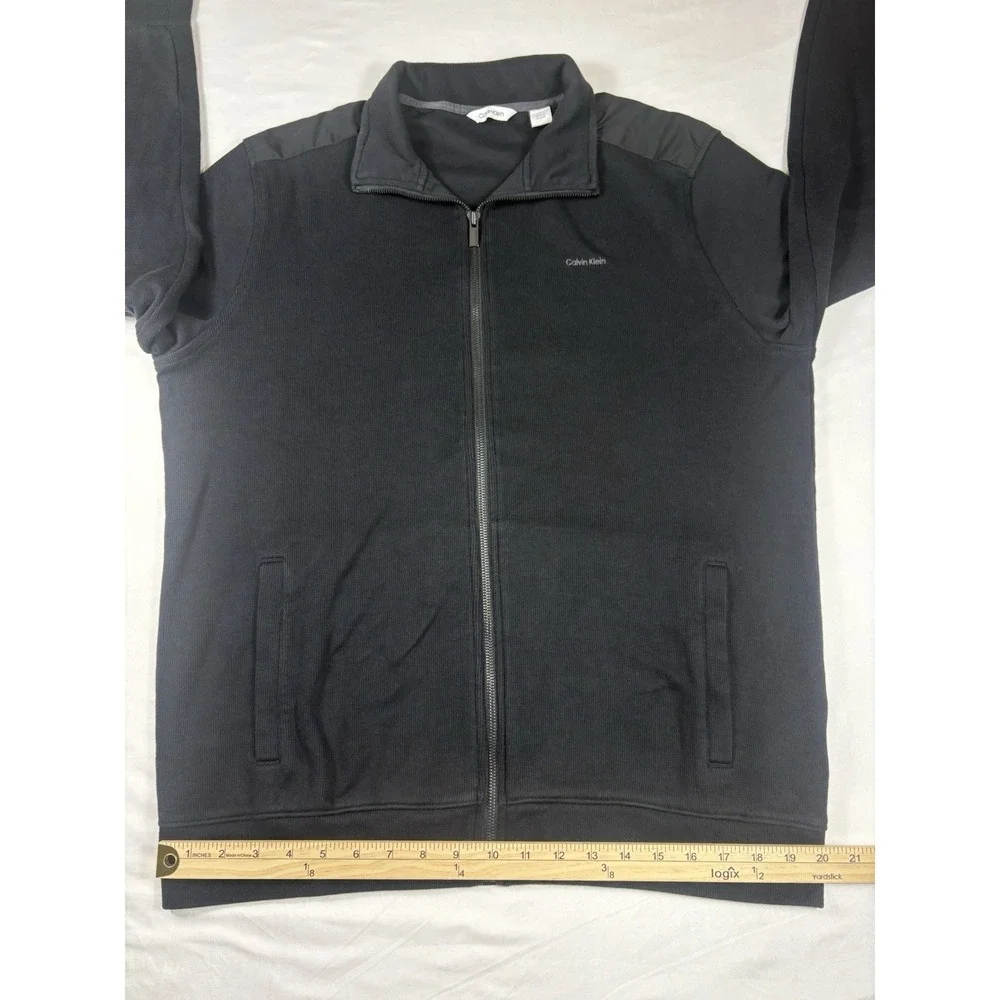 Calvin Klein Black Cotton Full Zip Sweater Men's Size Large